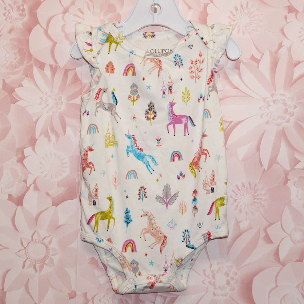 Unicorn Ruffled Onesie Size 6-12m