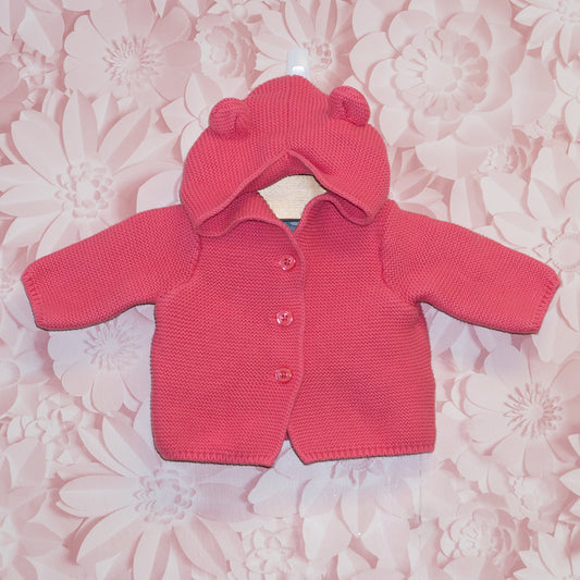 Pink Hooded Knit Cardigan Size 0-3m