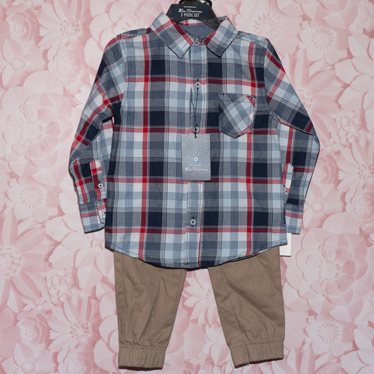 NWT Plaid Shirt Set Size 24m