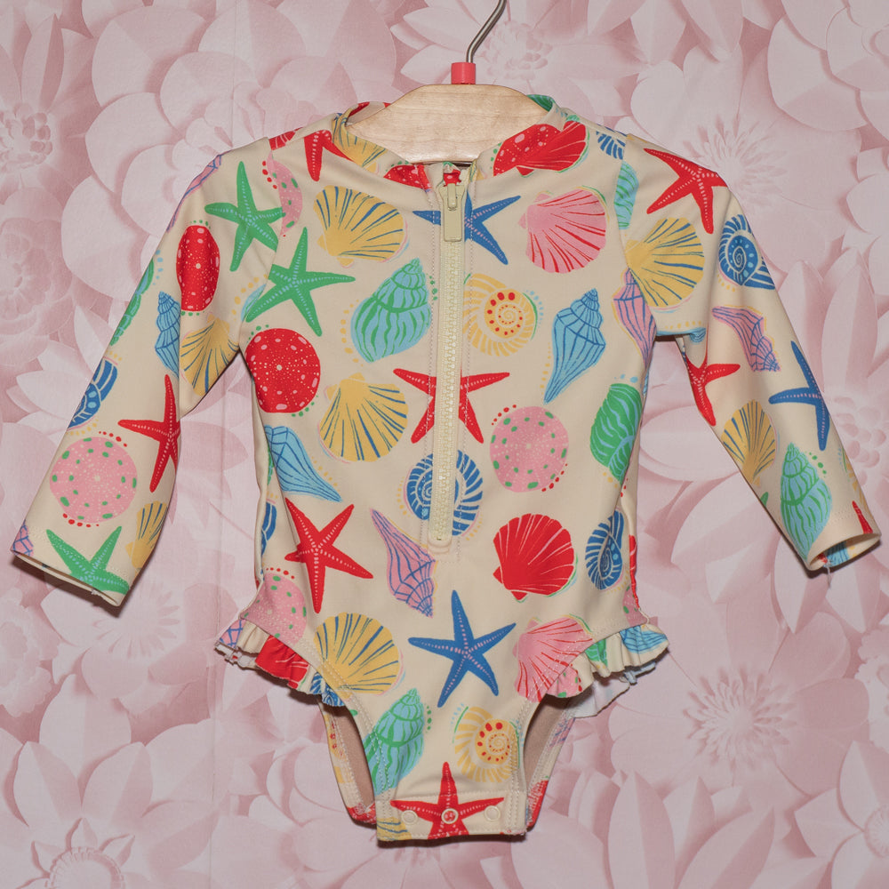 Seashell Rashguard Swimsuit Size 3-6m