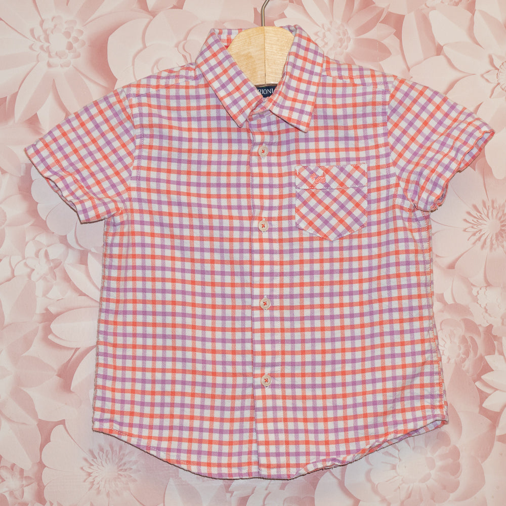 Plaid Button up Tee Size 3