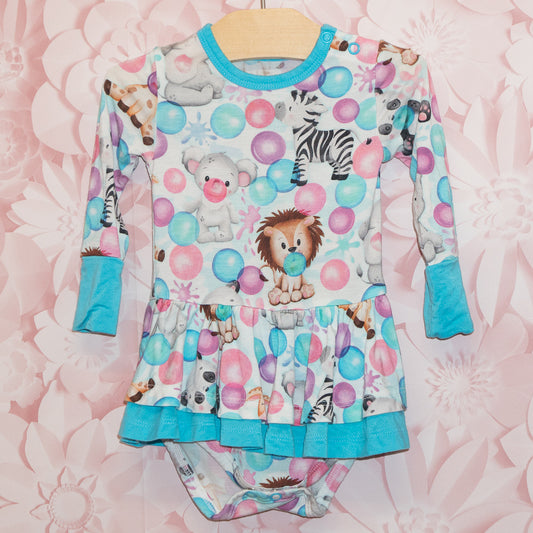 Bubblegum Animals Onesie Dress Size 3-6m