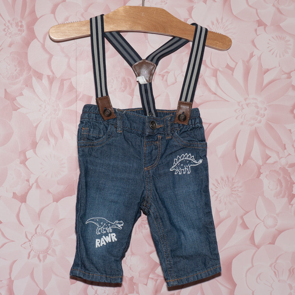 Dino Suspender Jeans Size 0-3m
