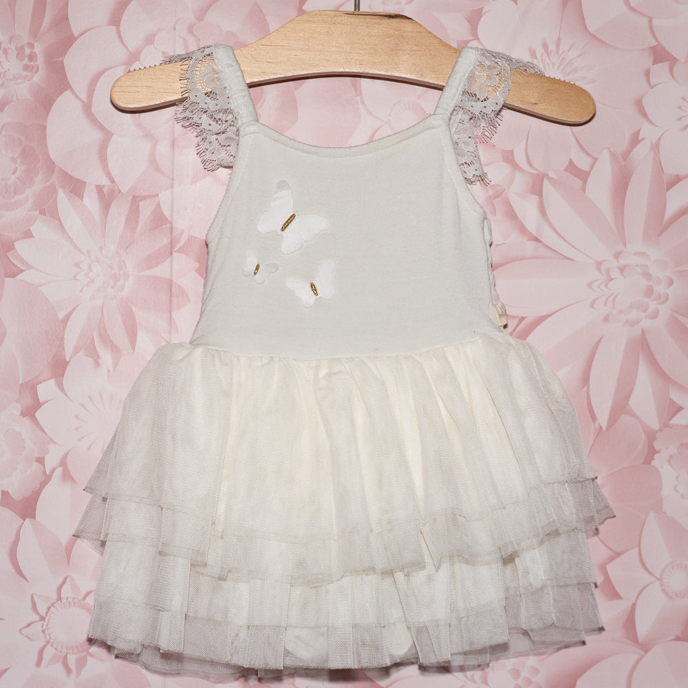 White Bamboo Onesie Dress Size 0-3m