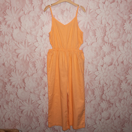 NWT Orange Linen Romper Size 10-12