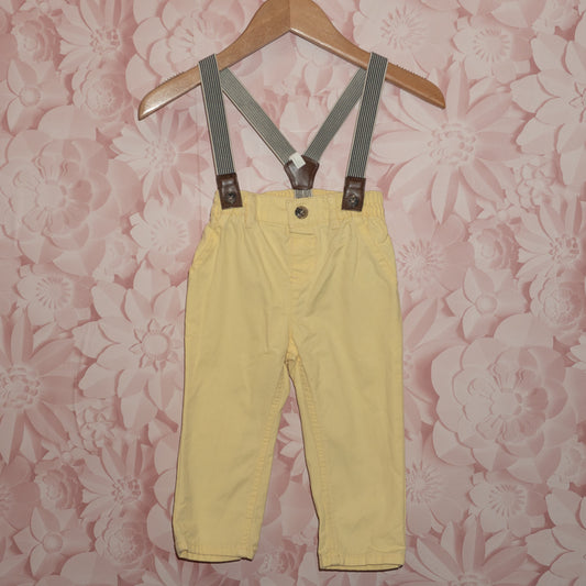 Yellow Suspender Pants Size 9-12m