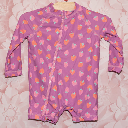 Strawberry Rashguard Swimsuit Size 6-12m