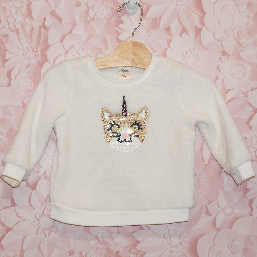 Sequin Cat Fuzzy Sweater Size 18m