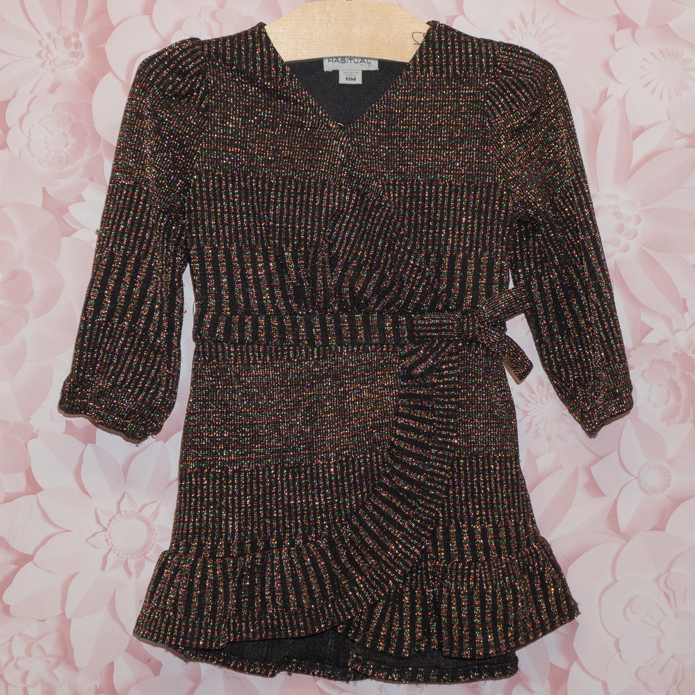 Shiny Faux Wrap Sweater Dress Size 18m