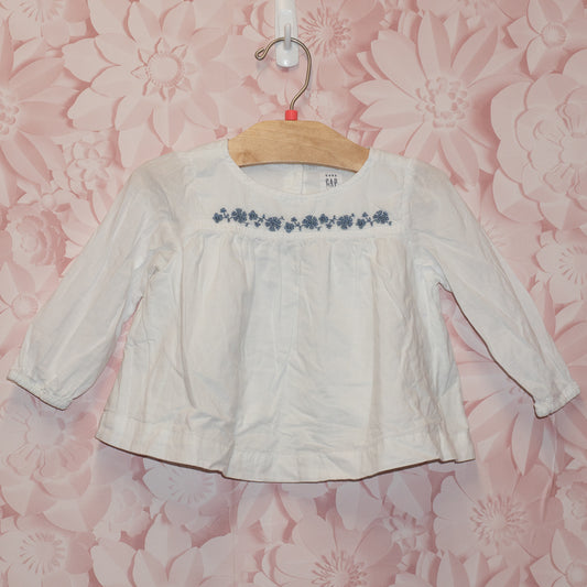 Embroidered White Top Size 12-18m