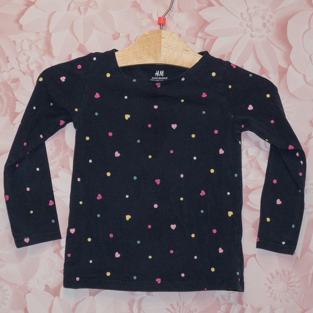 Heart & Dot Longsleeve Tee Size 2-4Y