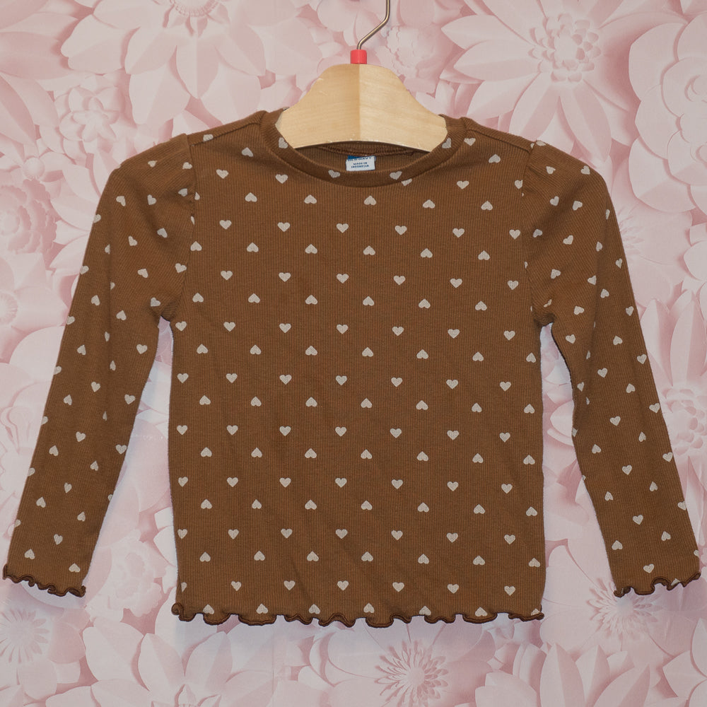 Brown Ribbed Heart Top Size 3T