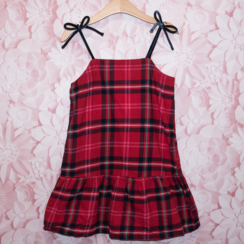 Tie-strap Plaid Dress Size 6-7