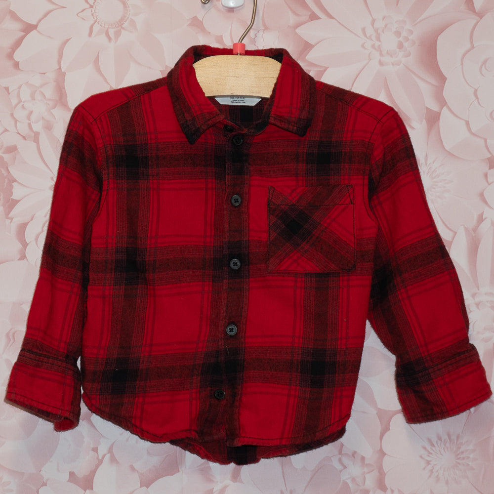 Red/Black Plaid Flannel Shirt Size 2T