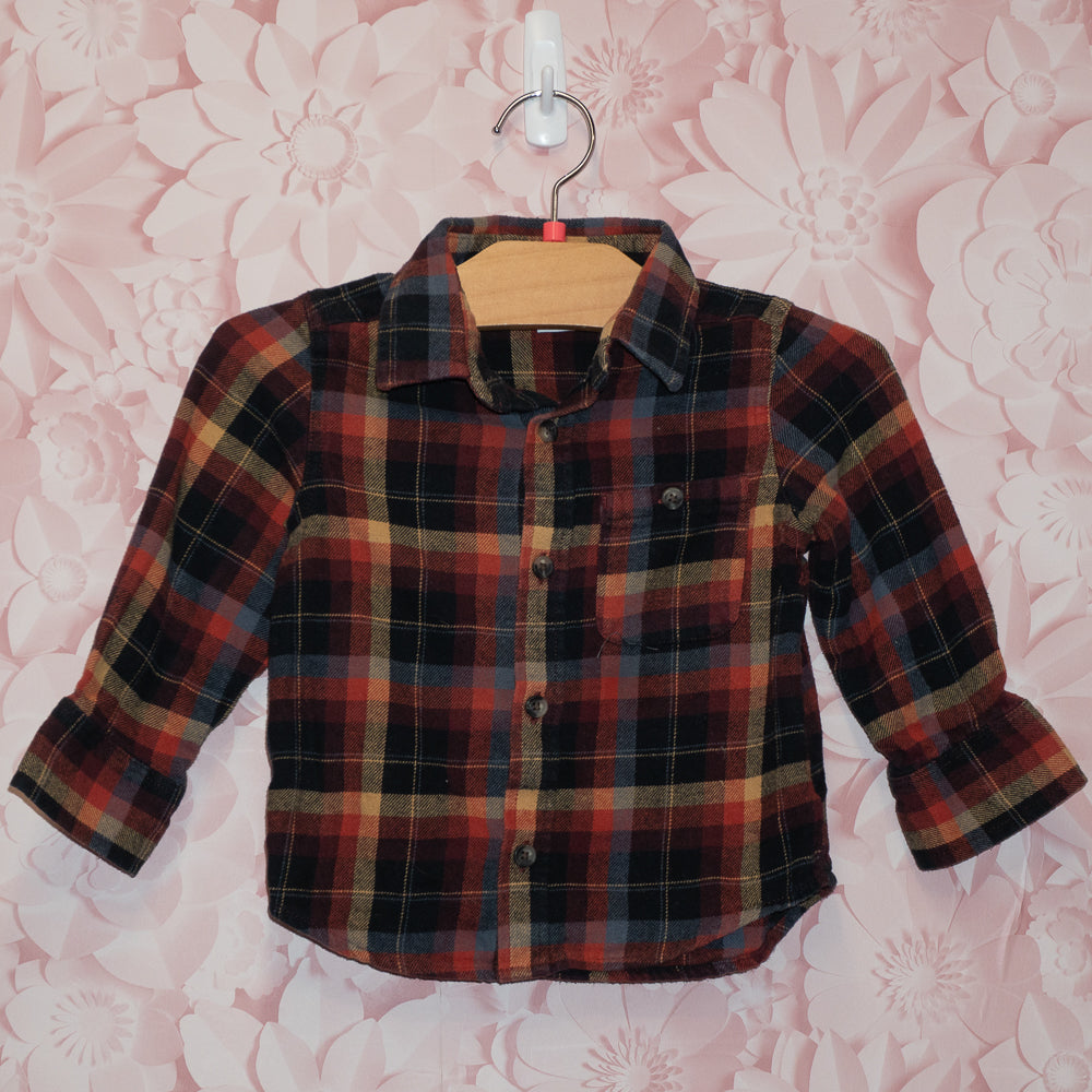 Dark Plaid Flannel Shirt Size 2T