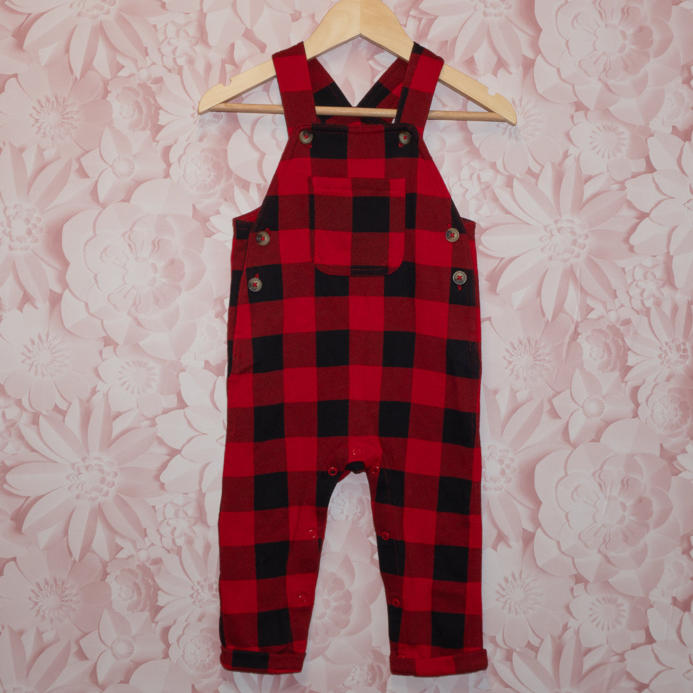 Red Plaid Overalls Size 18-24m