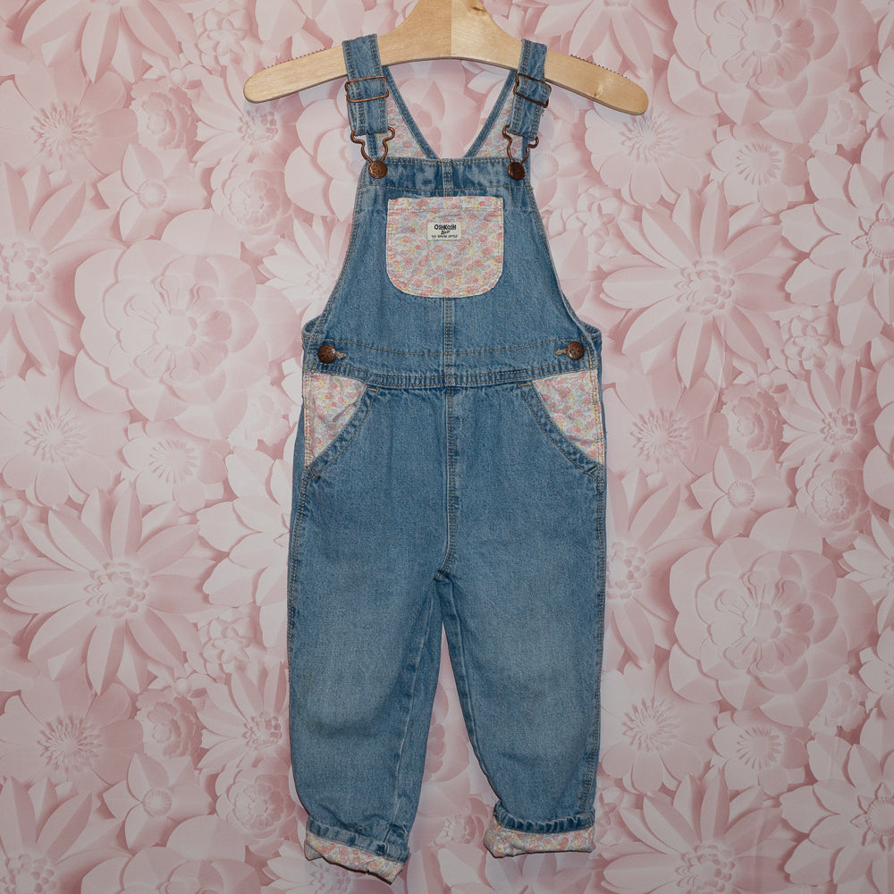 Floral Accent Denim Overalls Size 2T