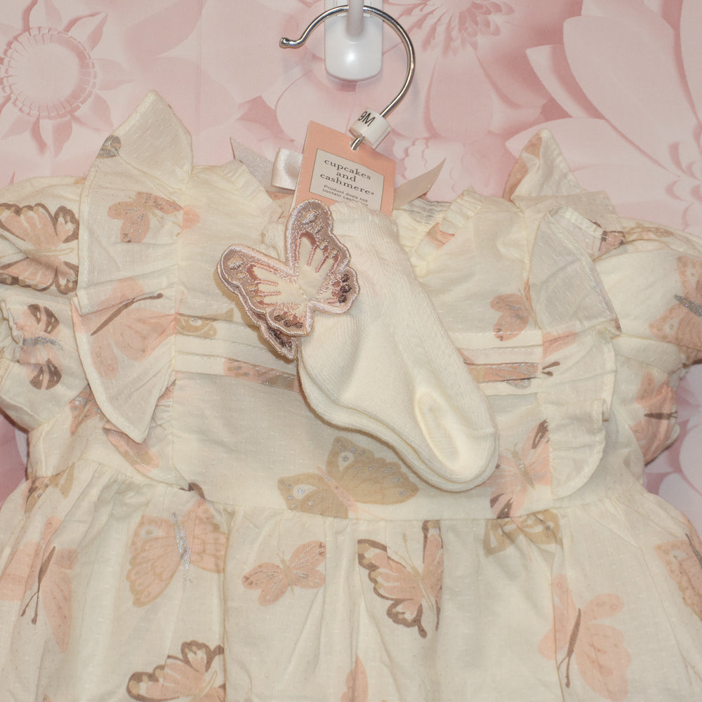 Butterfly Dress with Socks Size 9m