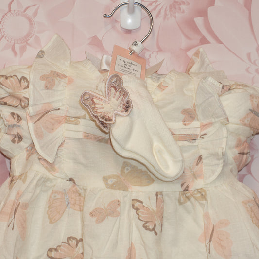 Butterfly Dress with Socks Size 9m