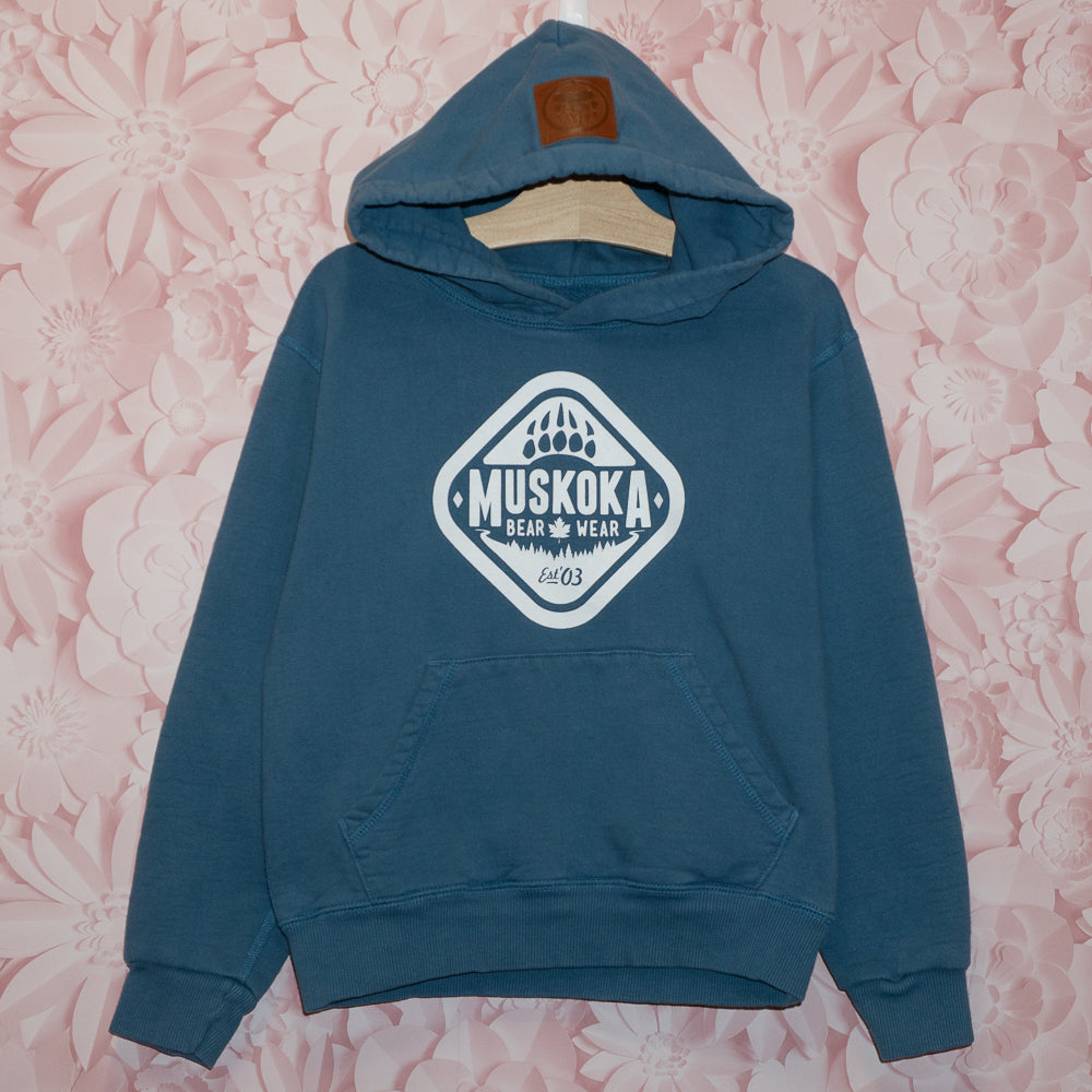 Blue Muskoka Bear Wear Hoodie Size M (6-8)