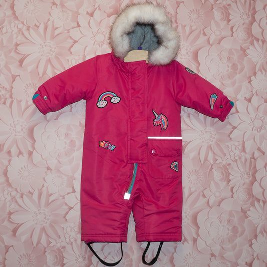 Pink Patch Snowsuit Size 6m