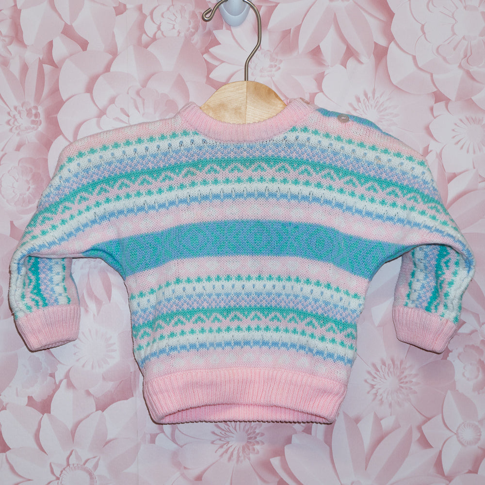 Vintage Pastel Pattern Sweater Size 12m