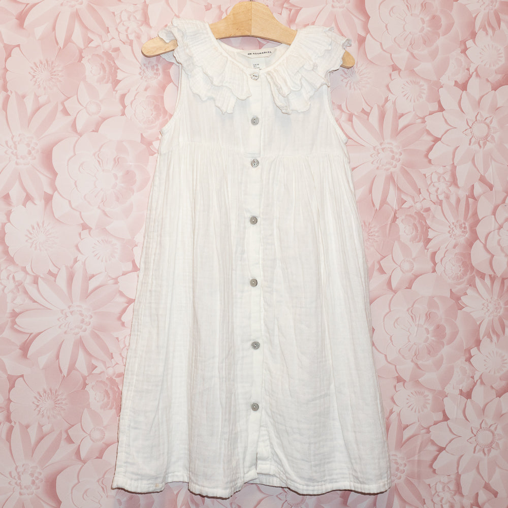 Ruffled White Gauze Dress Size 7