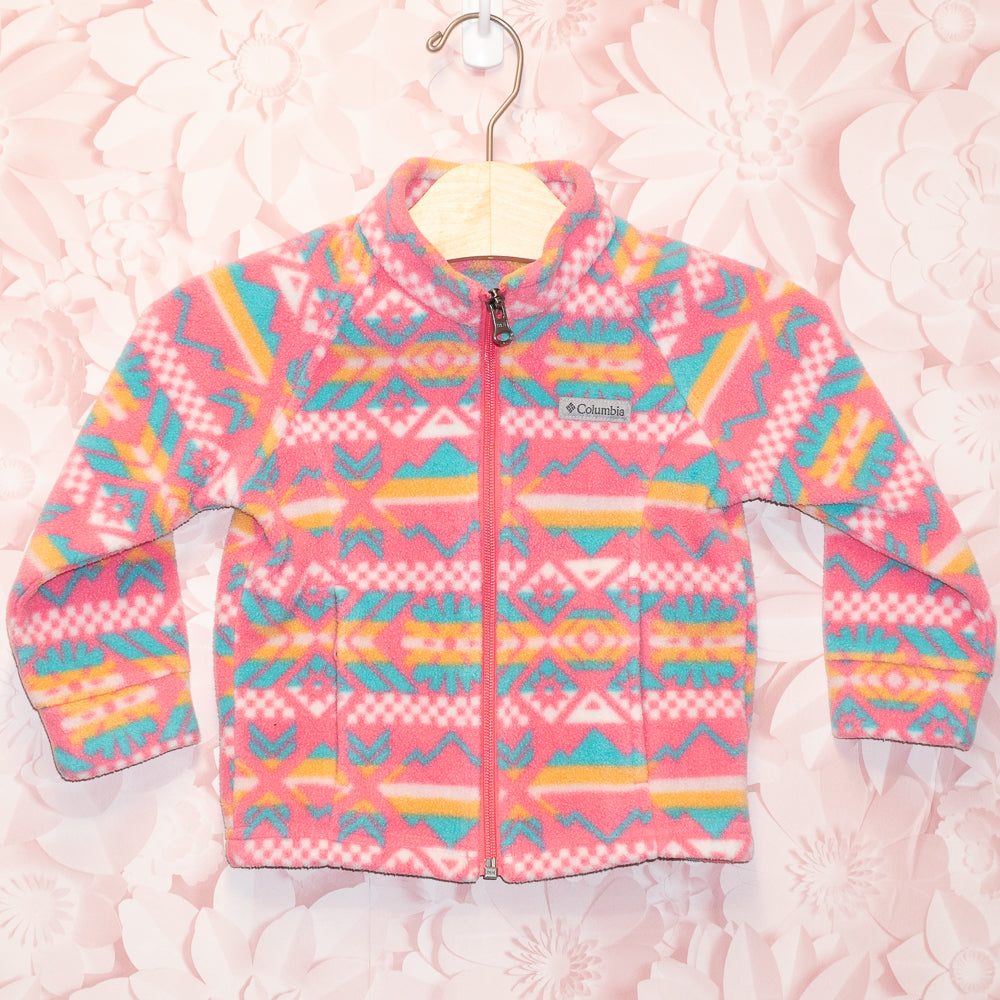 Pink Patterned Zip Fleece Size 2T