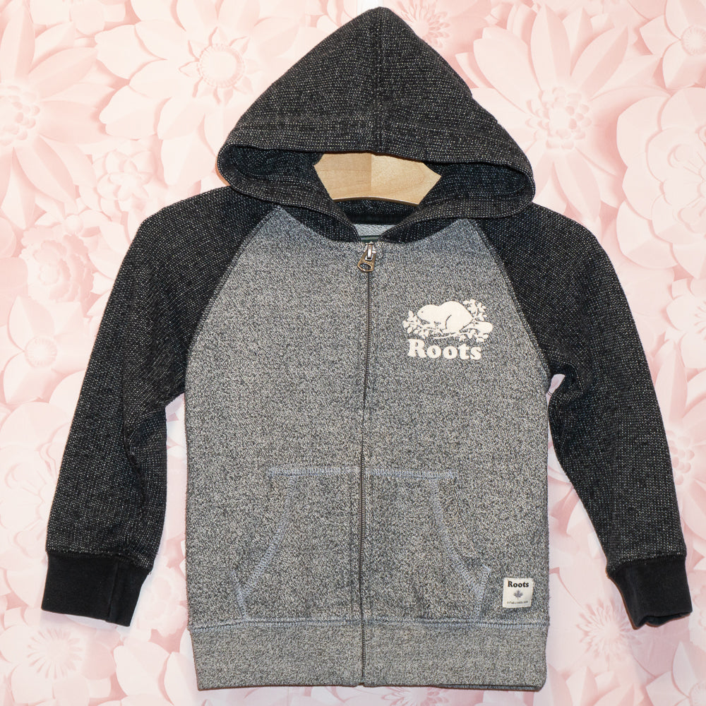Roots Gray/Charcoal Zip Hoodie Size 3T