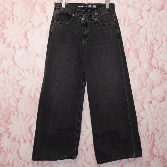 Super Baggy Wide Leg Black Jeans Size 12