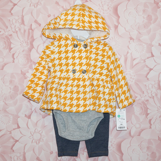 NWT Yellow Houndstooth Set Size 6m