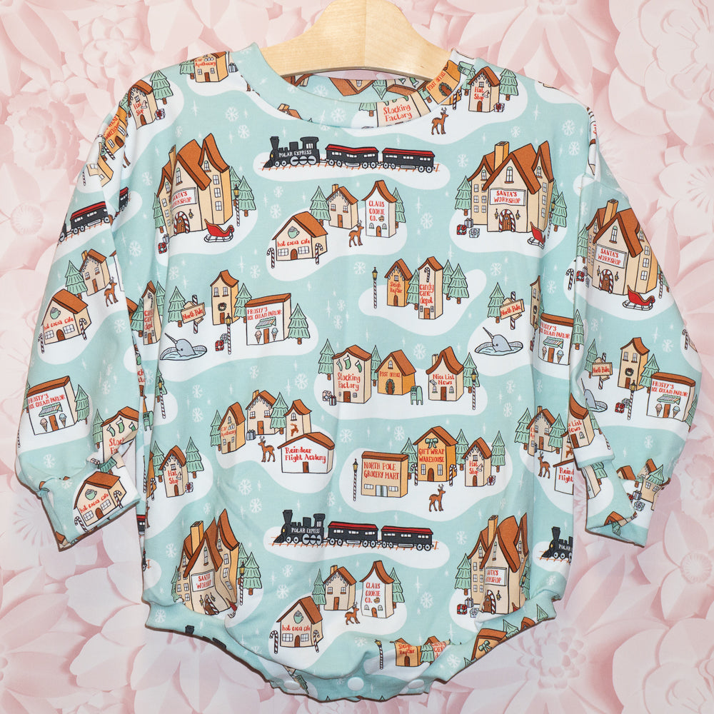 Christmas Village Bubble Romper Size 3T