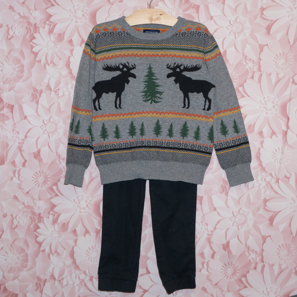 Moose Sweater & Slacks Set Size 6