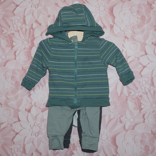 4 Piece Striped Hoodie Set Size 3-6m