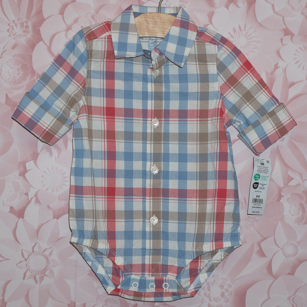 NWT Plaid Onesie Shirt Size 9m