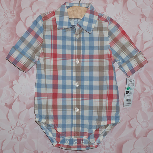 NWT Plaid Onesie Shirt Size 9m